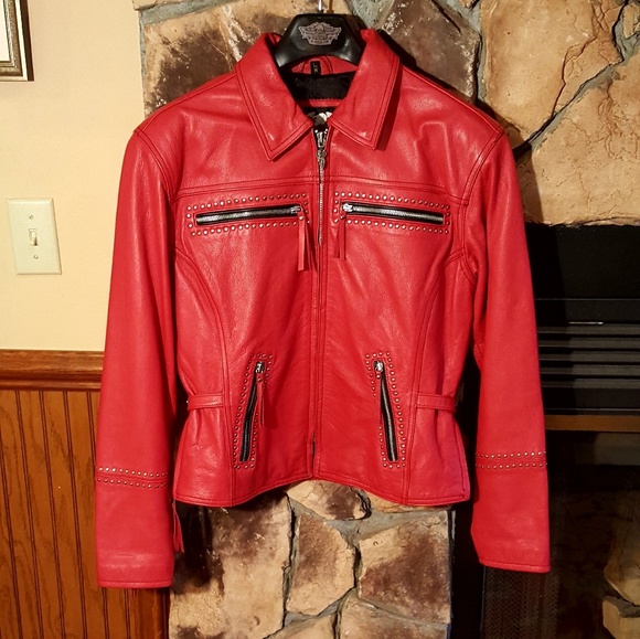 harley davidson red leather jacket